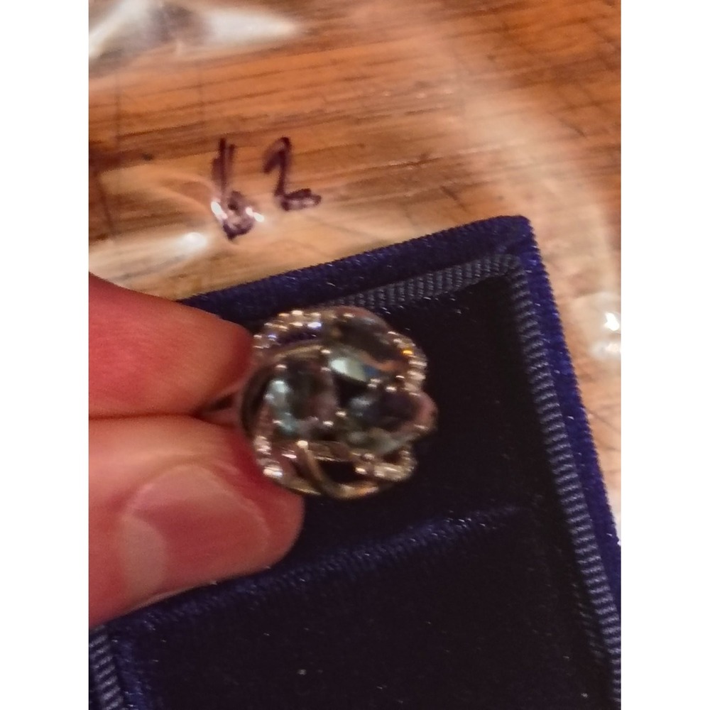 LNT 925 Sterling Silver 3 Stone Swirl Cluster Cocktail Ring Womens Size 6